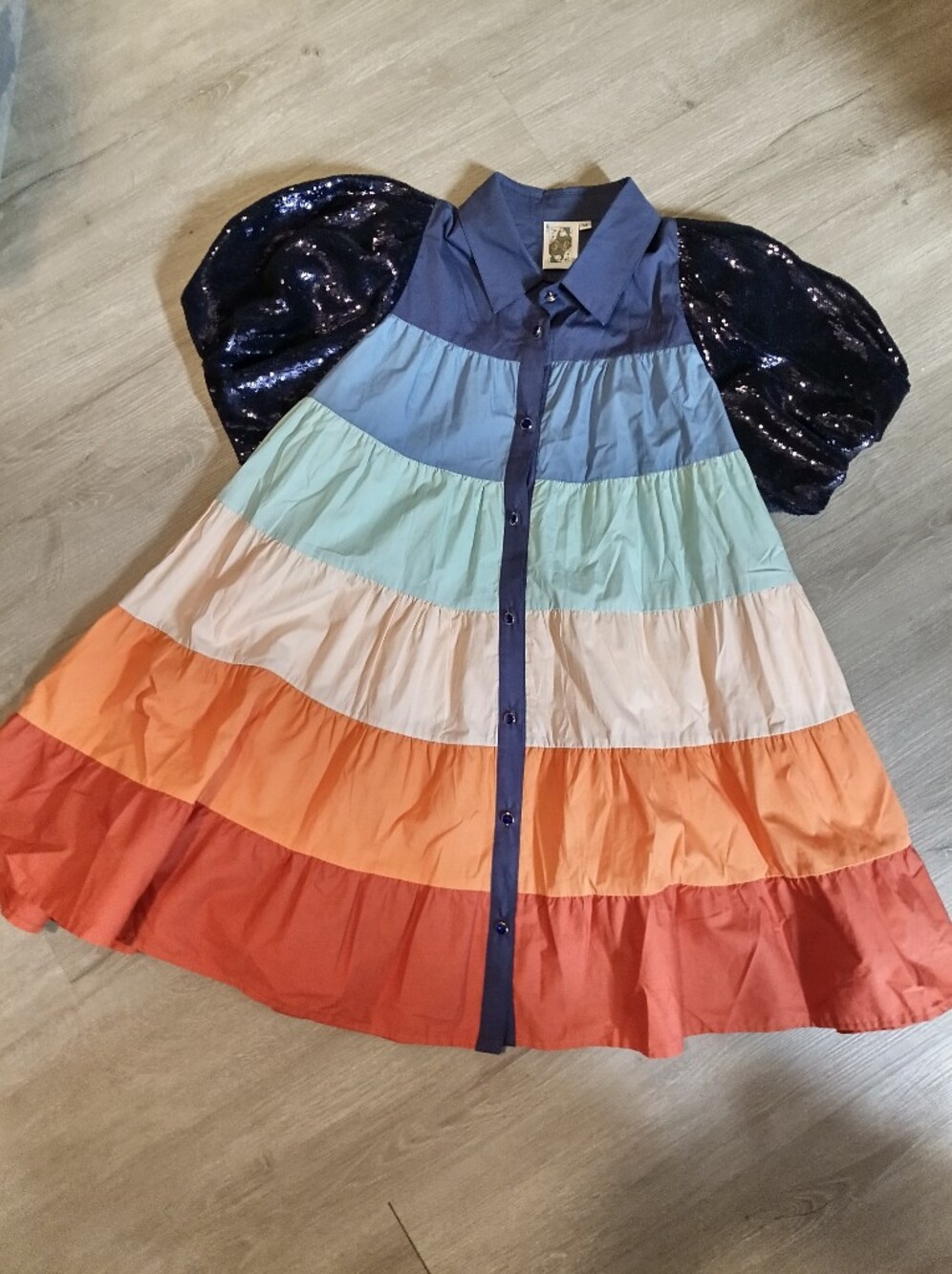 WOMEN'S Queen of Sparkles brand Multi-colored rainbow dress.